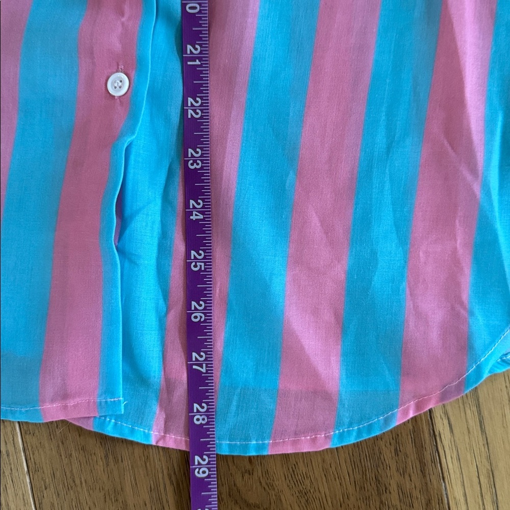 😊Striped Button-Up Shirt in Pink and Turquoise - Picture 8 of 8